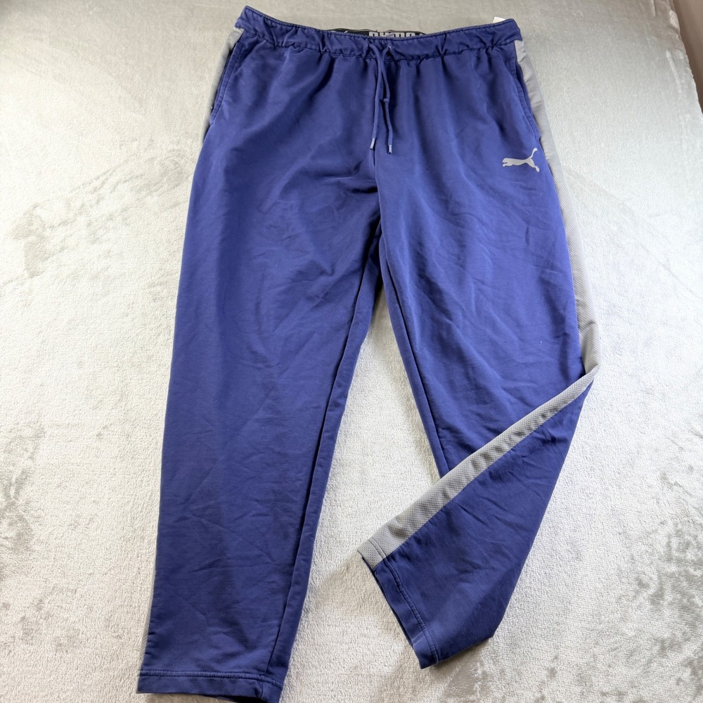 Puma Men's XXL Blue Gray Side Stripe Athletic Jogger Sweatpants